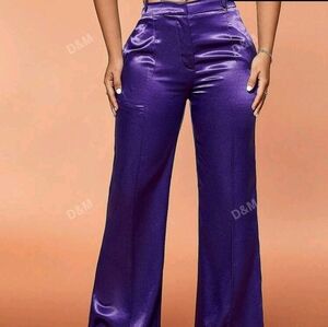 Purple Satin Wide Pants